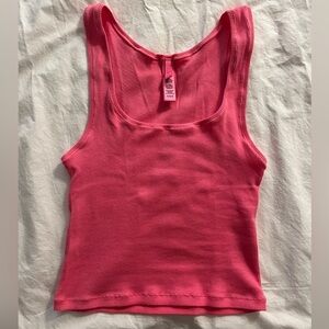Skims Cotton Rib Tank in Sugar Pink